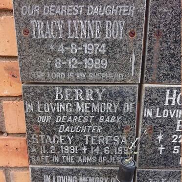 BOY Tracy Lynne 1974-1989 :: BERRY Stacey Teresa 1991-199? :: SIEBERT Violet Mary 1906-1997