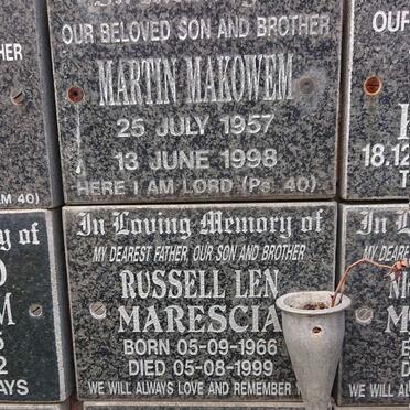 MAKOWEM Martin 1957-1998 :: MARESCIA Russell Len 1966-1999 :: EDWARDS Mary Elizabeth 1943-1994