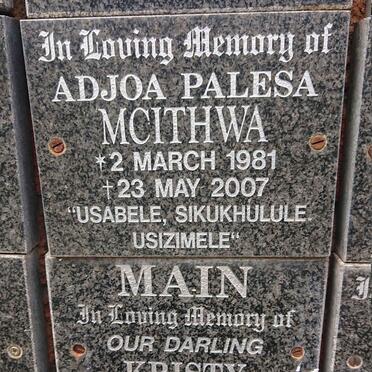 MCITHWA Adjoa Palesa 1981-2007 :: MAIN Kristy 1981-1998