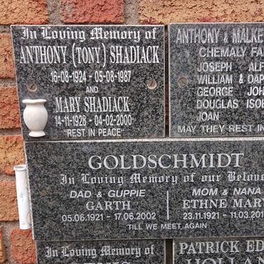 SHADIACK Anthony 1924-1987 & Mary 1928-2000 :: CHEMALY Anthony & Mary :: CHEMALY :: GOLDSCHMIDT Garth 1921-2002 & Ethne Mary 1921-2019