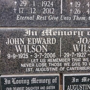 WILSON John Edward 1925-2006 & Joan 1927-2012