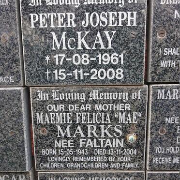MCKAY Peter Joseph 1961-2008 :: MARKS Maemie Felicia nee FALTEIN 1943-2004 :: CHEMALY Milad John 1927-2005