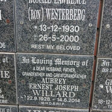 WESTERBERG Ronald Lawrence 1930-2000 :: WILLARD Aubrey Ernest Joseph 1928-2014 :: HUGHES Jimmy 1956-2003