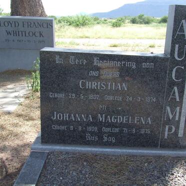 AUCAMP Christian 1902-1974 &amp; Johanna Magdelena 1908-1975