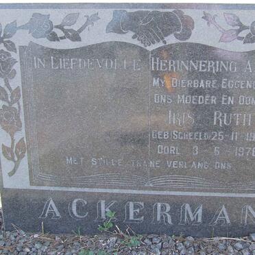 ACKERMAN Iris Ruth nee SCHEELD 1921-1976