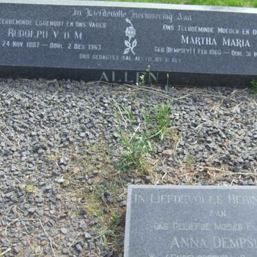 ALLEN Rudolph vd M 1887-1963 &amp; Martha Maria DEMPSEY 1906-1994 :: DEMPSEY Anna nee ENGELBRECHT 1876-1979