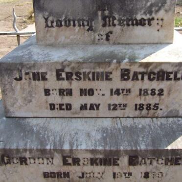 BATCHELOR Jane Erskine 1882-1885