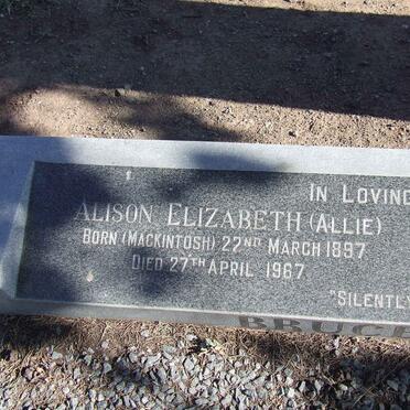 BAYS Alison Elizabeth, Bruce nee MACKINTOSH 1897-1967