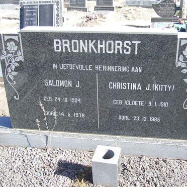 BRONKHORST Solomon J. 1904-1978 &amp; Christina J. CLOETE 1910-1985