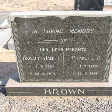 BROWN Oswald James 1924-1974 &amp; Frances C. 1926-1974