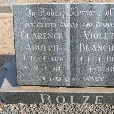 BOLZE Clarence Adolph 1904-1991 &amp; Violet Blanche 1905-1989