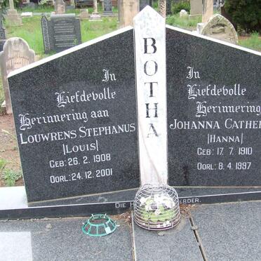 BOTHA Louwrens Stephanus 1908-2001 &amp; Johanna Catherina 1910-1997