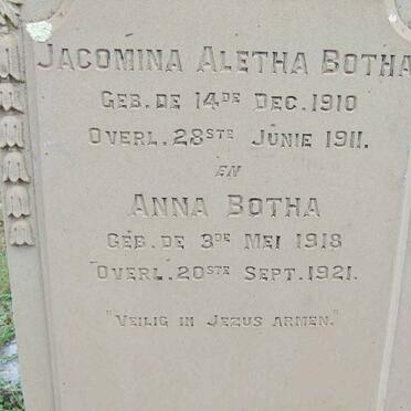 BOTHA Jacomina Aletta 1910-1911 :: BOTHA Anna 1918-1921