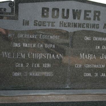 BOUWER Willem Christiaan 1891-1965 &amp; Maria Jacomina OOSTHUIZEN 1894-1983