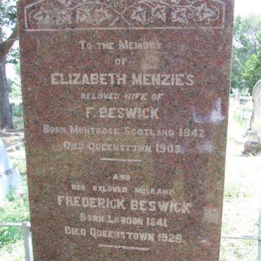BESWICK Frederick 1841-1929 &amp; Elizabeth Menzies 1842-1908