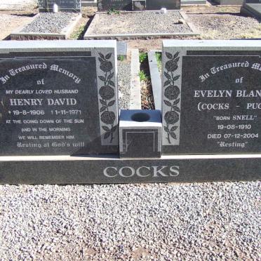 COCKS Henry David 1906-1971 &amp; PUGH Evelyn Blanche formerly COCKS nee SNELL1910-2004