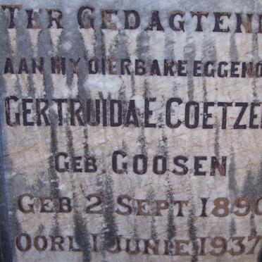 COETZEE Gertruida E. nee GOOSEN 1890-1937