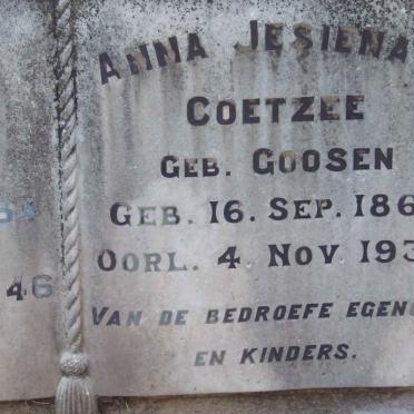 COETZEE Anna Jesiena S. nee GOOSEN 1868-1938