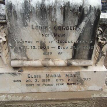 CORDER Louie nee MUIR 1905-1935 :: MUIR Elsie Maria 1886-1953