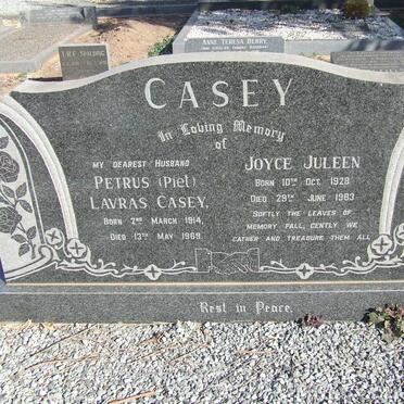 CASEY Petrus Lavras 1914-1969 &amp; Joyce Juleen 1928-1983