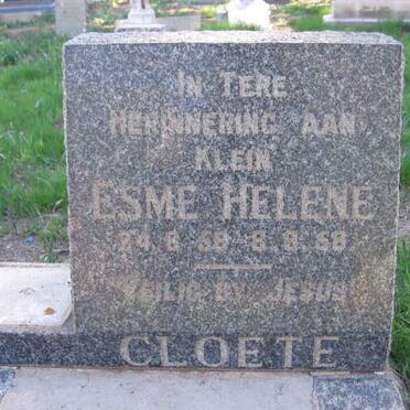 CLOETE Esme Helene 1958-1958