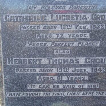 CROUCH Herbert Thomas -1943 &amp; Catherine Lucretia -1932 