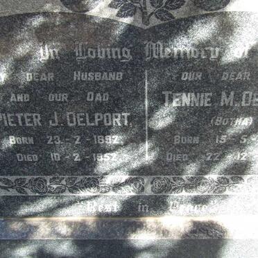DELPORT Pieter J. 1892-1952 &amp; Tennie M. BOTHA 1897-1959