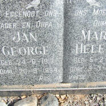 DORFLING Jan George 1913-1994 &amp; Maria Helena 1921-1998