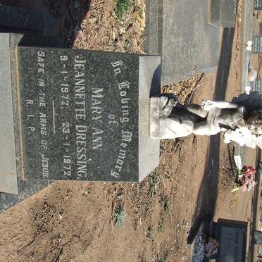 DRESSING Mary Ann Jeannette 1972-1972