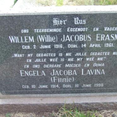 ERASMUS Willem Jacobus 1916-1961 &amp; Engela Jacoba Lavina 1914-1998