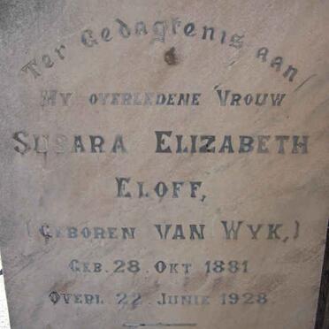 ELOFF Susara Elizabeth nee van Wyk 1881-1928