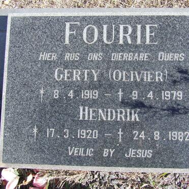 FOURIE Hendrik 1920-1982 &amp; Gerty OLIVIER 1919-1979