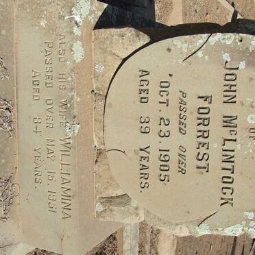 FORREST John McLintock -1905 &amp; Williamina -1951