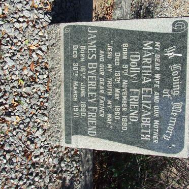 FRIEND James Byerley 1890-1971 &amp; Martha Elizabeth 1890-1960