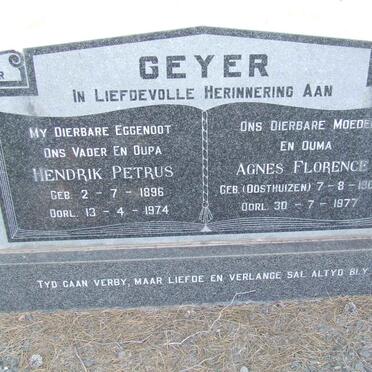 GEYER Hendrik Petrus 1896-1974 &amp; Agnes Florence OOSTHUIZEN 1904-1977