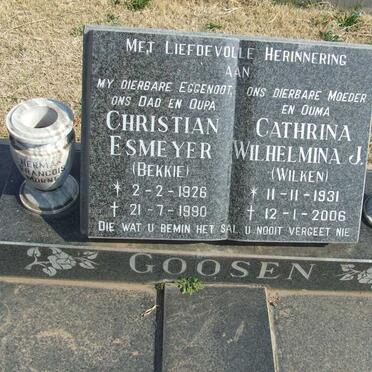 GOOSEN Christian Esmeyer 1926-1990 &amp; Cathrina Wilhelmina J. WILKEN 1931-2006