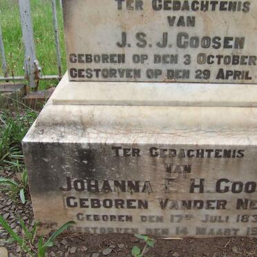 GOOSEN J.S.J. 1828-1905 &amp; Johanna F.H. VAN DER NEST 1830-1910 :: RAUBENHEIMER Johan 1926-1930
