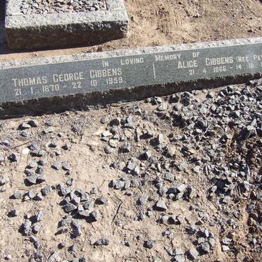 GIBBENS Thomas George 1870-1959 &amp; Alice PEVERETE 1866-1954