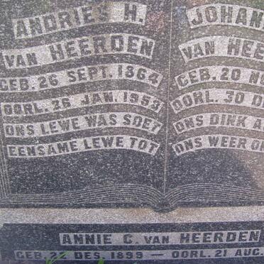 HEERDEN Andries H., van 1864-1953 &amp; Johanna M. 1875-1944 :: VAN HEERDEN Annie C. 1899-1926