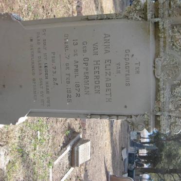 HEERDEN Anna Elizabeth, van nee OPPERMAN 1872-1925