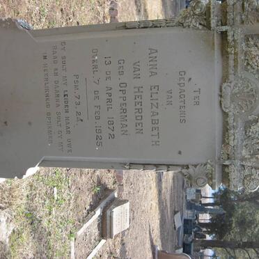 HEERDEN Anna Elizabeth, van nee OPPERMAN 1872-1925