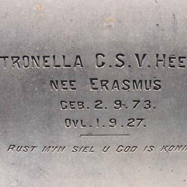 HEERDEN Petronella C.S., van nee ERASMUS 1873-1927
