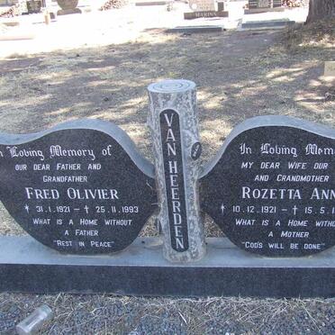 HEERDEN Fred Olivier, van  1921-1993 &amp; Rozetta Ann 1921-1981