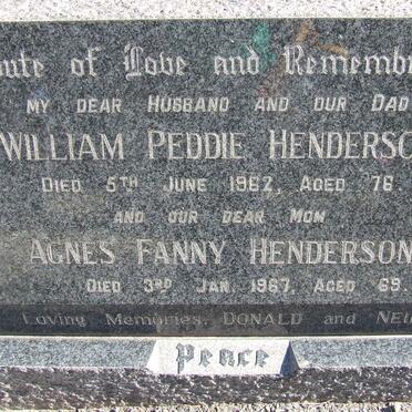 HENDERSON William Peddie -1962 &amp; Agnes Fannie -1967 