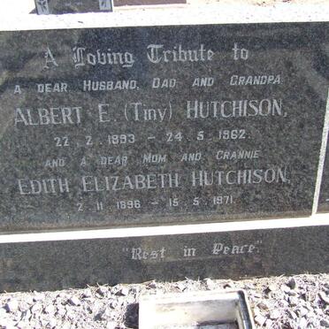 HUTCHISON Albert E. 1893-1962 &amp; Edith Elizabeth 1896-1971