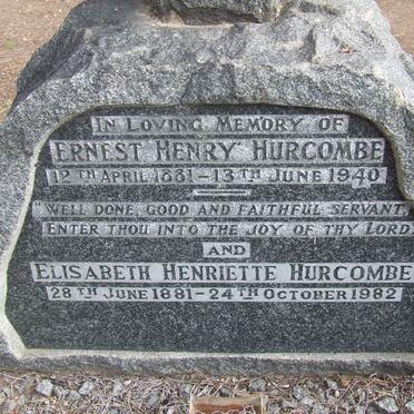 HURCOMBE Ernest Henry 1881-1940 &amp; Elisabeth Henriette 1881-1982
