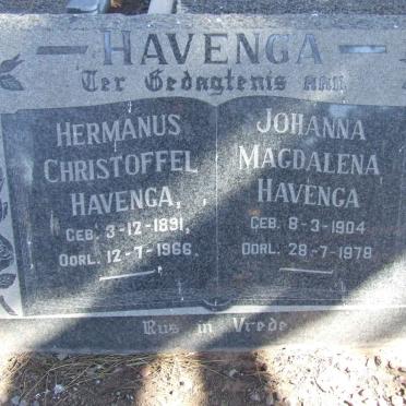 HAVENGA Hermanus Christoffel 1891-1966 &amp; Johanna Magdalena 1904-1978