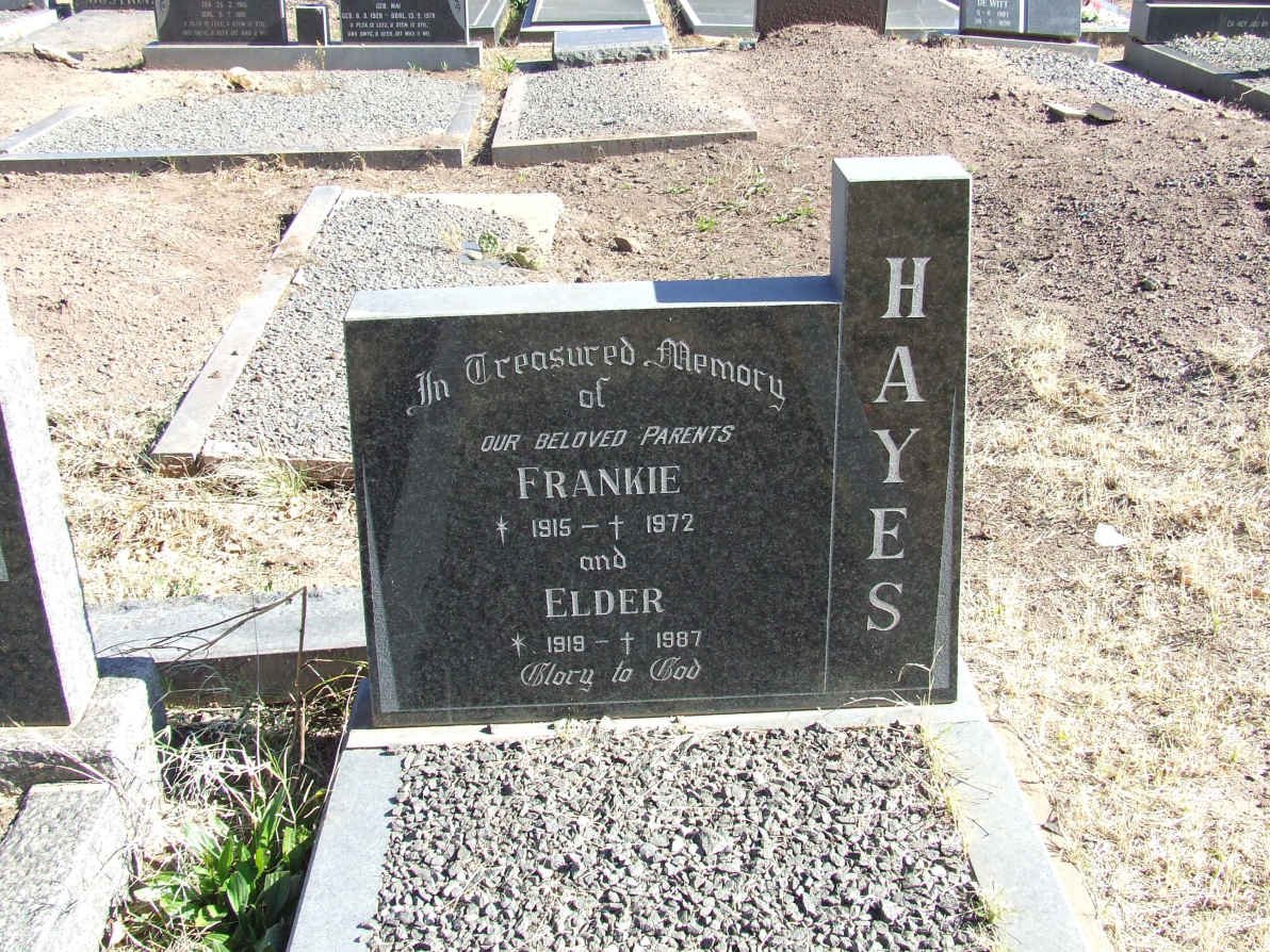 HAYES Frankie 1915-1972 &amp; Elder 1919-1987