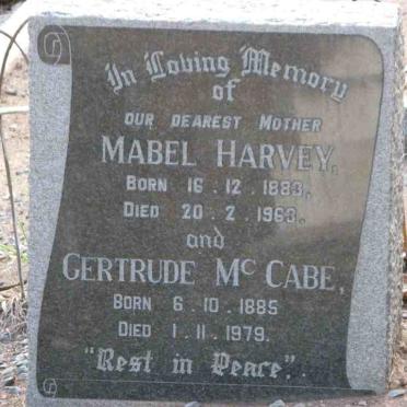 HARVEY Mabel 1883-1963 :: McCABE Gertrude 1885-1979