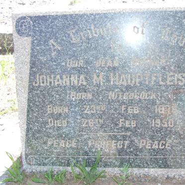 HAUPTFLEISCH  Johanna M. nee HITCHCOCK 1876-1950